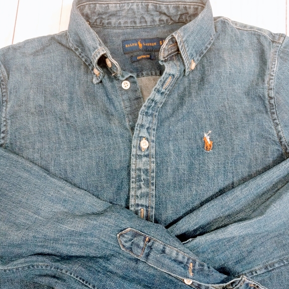 SOLD Ralph Lauren fitted denim shirt women's small - Picture 8 of 14